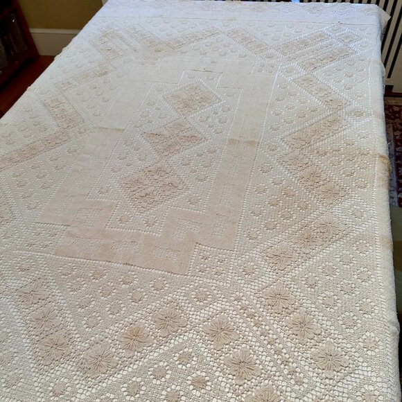 Cream colored Crochet TableCloth 60" x 78" - Picture 7 of 15